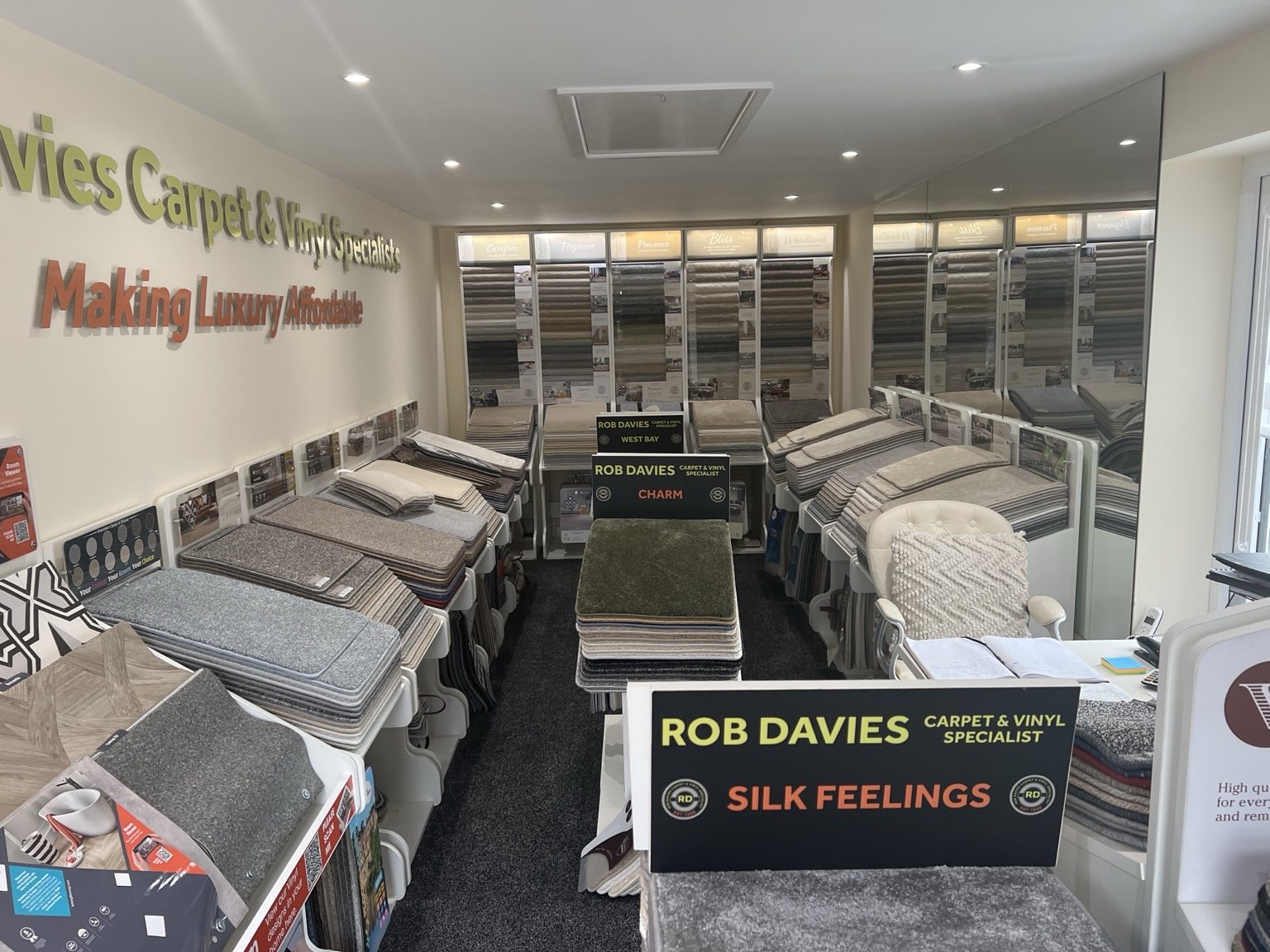 Inside Rob Davies carpet and vinyl showroom in Conisbrough
